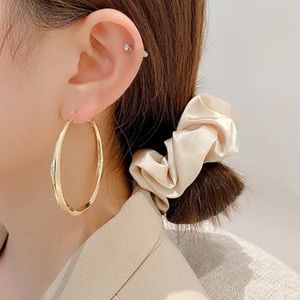 18k Gold Plated Gold with 925 Sterling Silver Post Hoop Earrings
